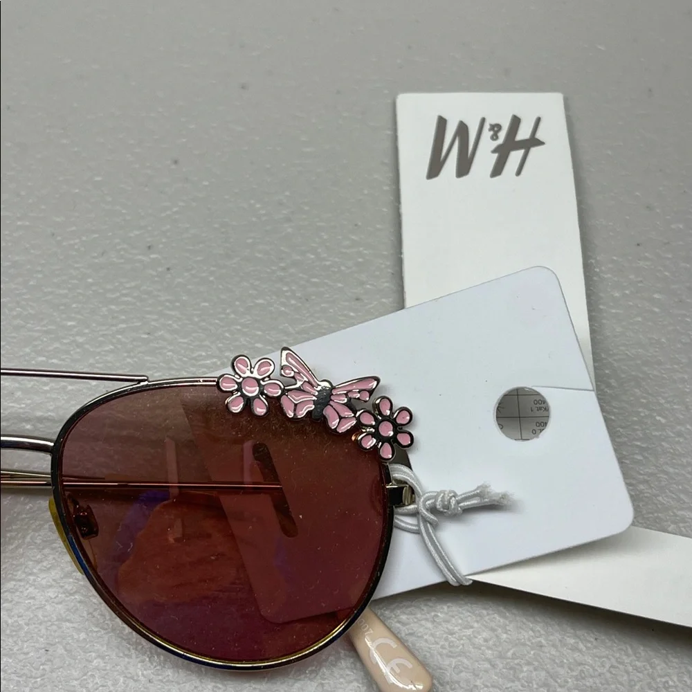 H&M Silver Aviator Sunglasses with Pink Floral Detail